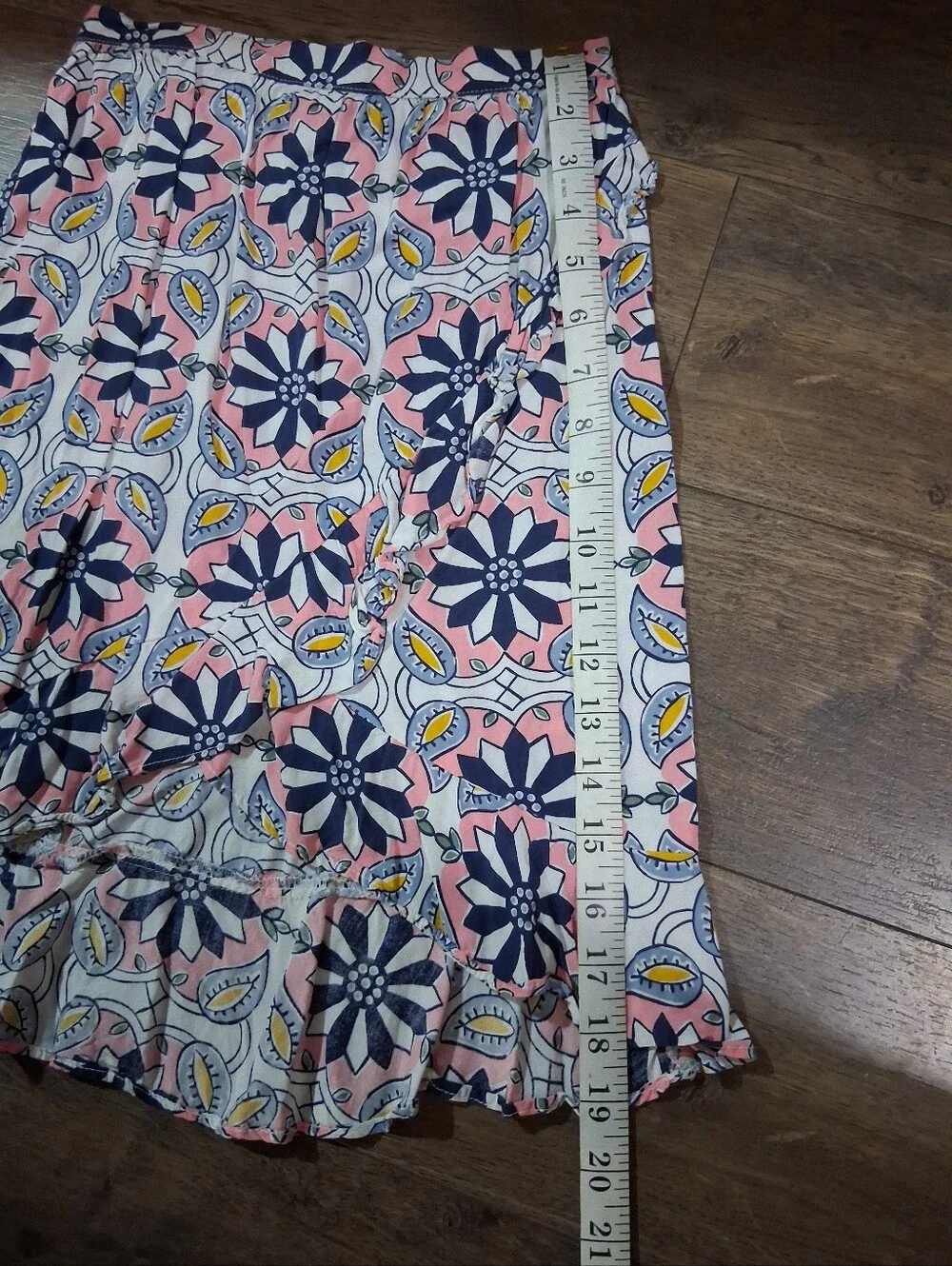 Carter's Pink Navy Blue Floral Print Ruffle Hem Lightweight Skirt 6/6X